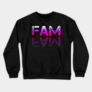 Fam - Graphic Typography - Funny Humor Sarcastic Slang Saying - Pink Gradient Crewneck Sweatshirt